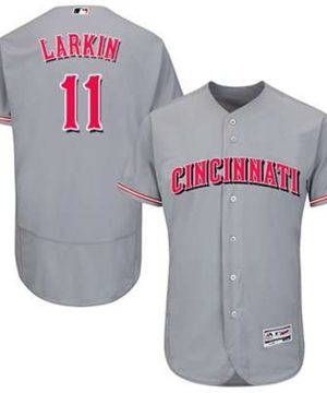 Cincinnati Reds 11 Barry Larkin Grey Flexbase Authentic Collection Stitched MLB Jersey