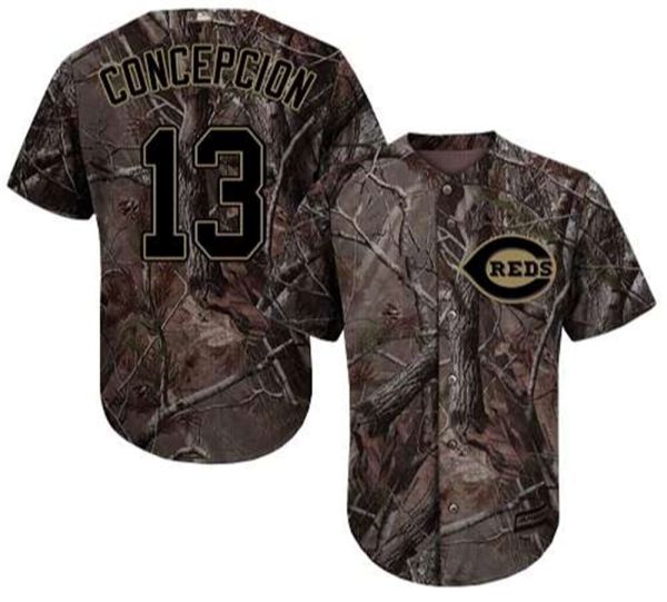 Cincinnati Reds 13 Dave Concepcion Camo Realtree Collection Cool Base Stitched MLB Jersey
