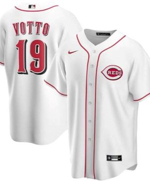 Cincinnati Reds 19 Joey Votto White Stitched Baseball Jersey