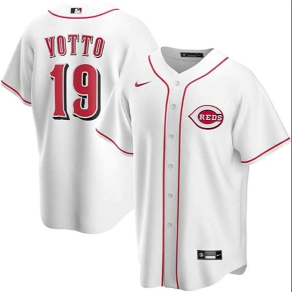 Cincinnati Reds 19 Joey Votto White Stitched Baseball Jersey