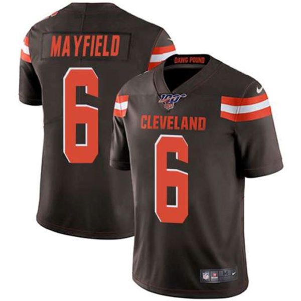 Cleveland Browns 100th 6 Baker Mayfield Brown NFL Vapor Untouchable Limited Stitched Jersey