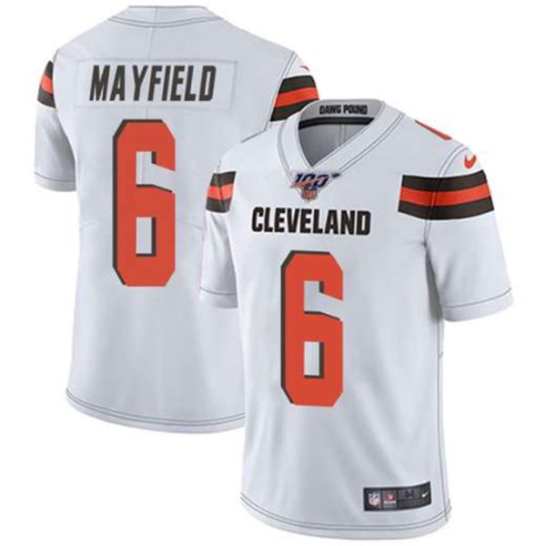 Cleveland Browns 100th 6 Baker Mayfield White NFL Vapor Untouchable Limited Stitched Jersey 1
