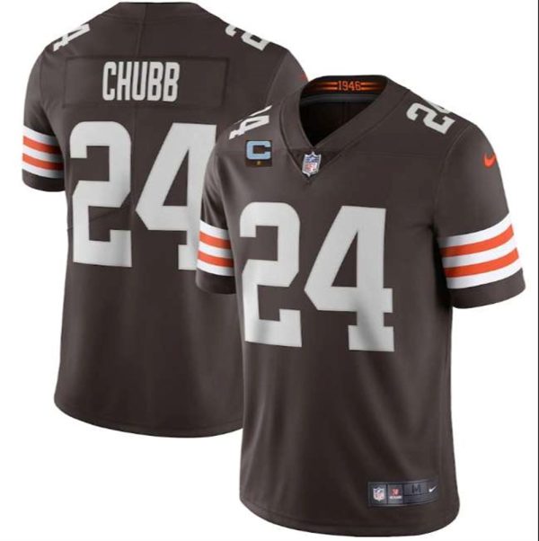 Cleveland Browns 2022 24 Nick Chubb Brown With 1 Star C Patch Vapor Untouchable Limited NFL Stitched Jersey 1