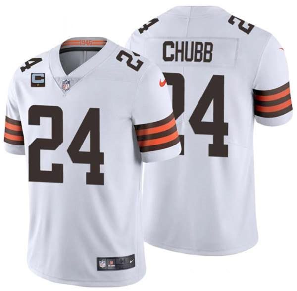 Cleveland Browns 2022 24 Nick Chubb White With 1 Star C Patch Vapor Untouchable Limited NFL Stitched Jersey 1