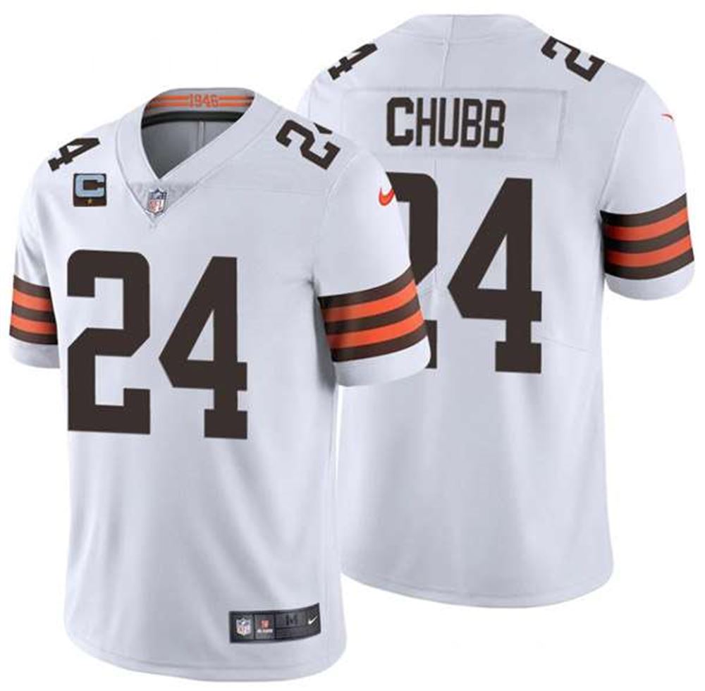 Cleveland Browns 2022 #24 Nick Chubb White With 1-Star C Patch Vapor Untouchable Limited NFL Stitched Jersey