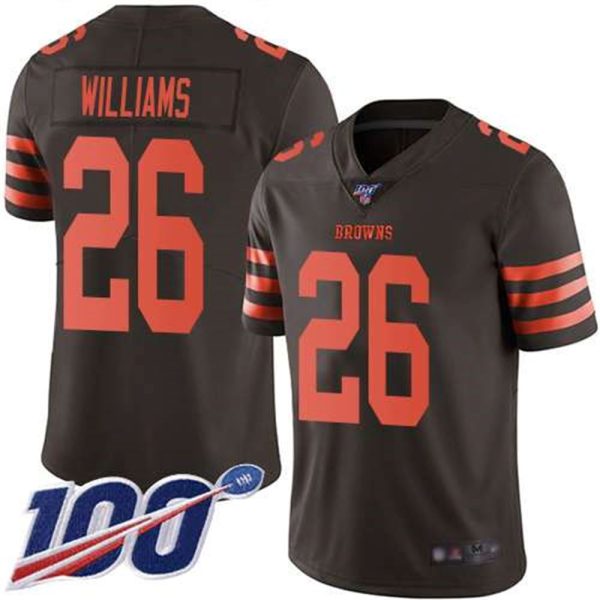 Cleveland Browns 26 Greedy Williams 2019 Brown 100th Season Color Rush Limited Stitched NFL Jersey