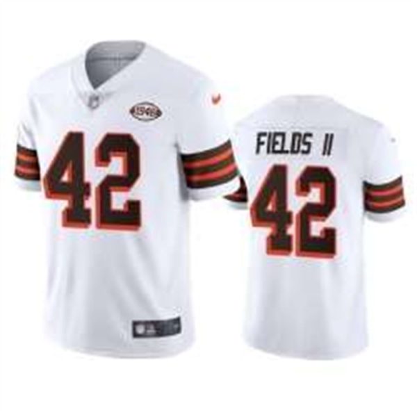 Cleveland Browns 42 Tony Fields II Nike 1946 Collection Alternate Vapor Limited NFL Jersey White 1