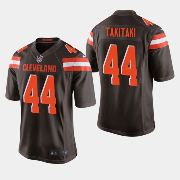 Cleveland Browns 44 Sione Takitaki Brown Stitched NFL Jersey