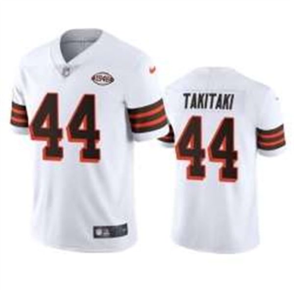 Cleveland Browns 44 Sione Takitaki Nike 1946 Collection Alternate Vapor Limited NFL Jersey White 1