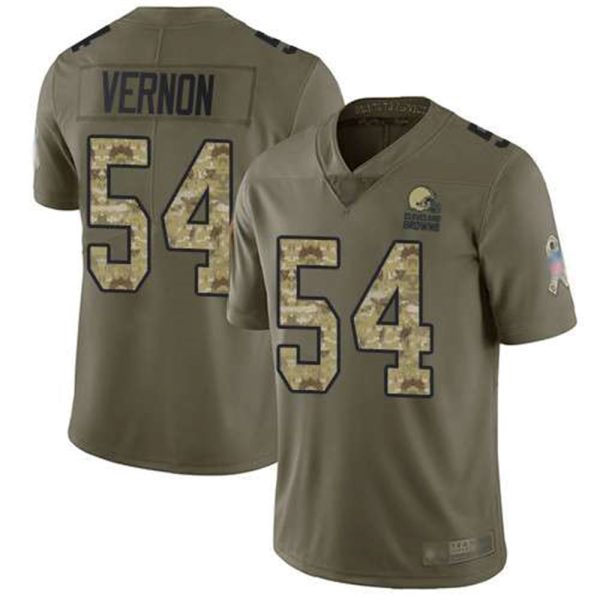 Cleveland Browns 54 Olivier Vernon Olive Camo Mens Stitched Football Limited 2017 Salute To Service Jersey