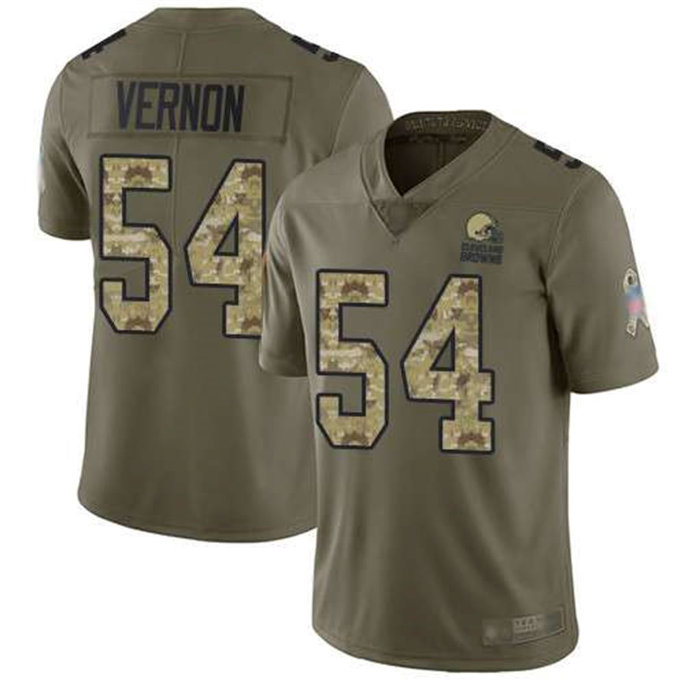 Cleveland Browns #54 Olivier Vernon Olive Camo Men's Stitched Football Limited 2017 Salute To Service Jersey