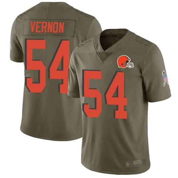 Cleveland Browns 54 Olivier Vernon Olive Mens Stitched Football Limited 2017 Salute To Service Jersey