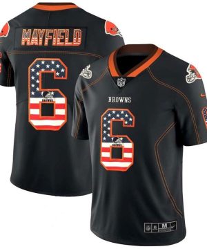 Cleveland Browns 6 Baker Mayfield 2018 Black USA Flag Fashion NFL Limited Stitched Jersey