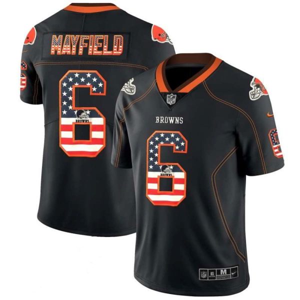 Cleveland Browns 6 Baker Mayfield 2018 Black USA Flag Fashion NFL Limited Stitched Jersey