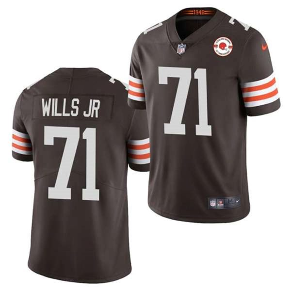 Cleveland Browns 71 Jedrick Wills Jr 2021 Brown 75th Anniversary Patch Vapor Untouchable Limited Stitched NFL Jersey