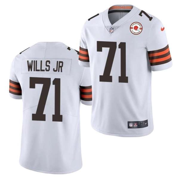 Cleveland Browns 71 Jedrick Wills Jr 2021 White 75th Anniversary Patch Vapor Untouchable Limited Stitched NFL Jersey