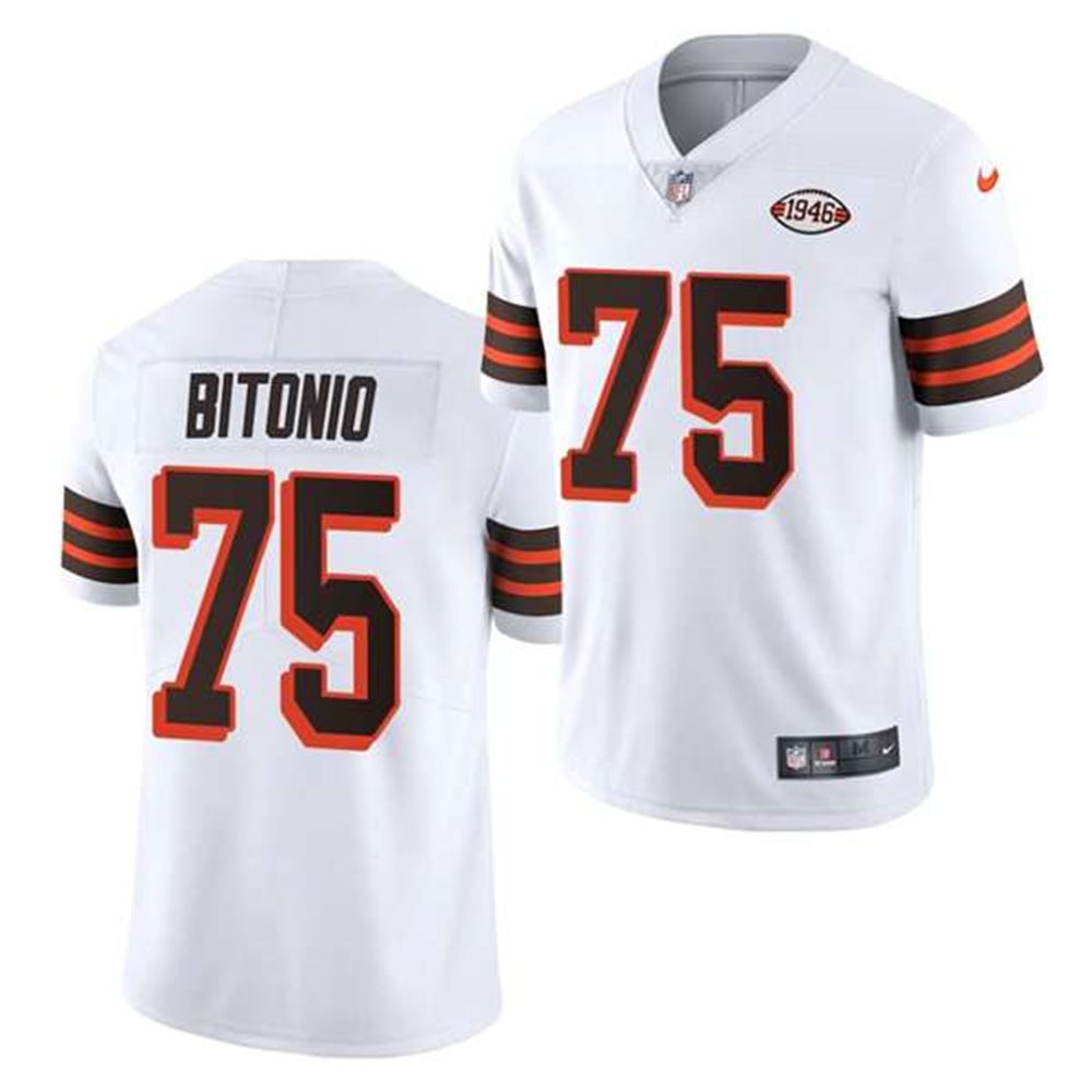 Cleveland Browns #75 Joel Bitonio White 1946 Collection Vapor Stitched Football Jersey
