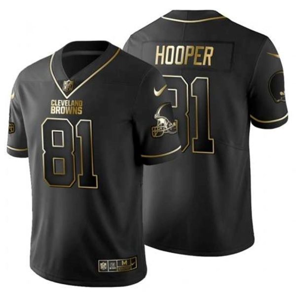 Cleveland Browns 81 Austin Hooper Golden Edition Black Nike Jersey