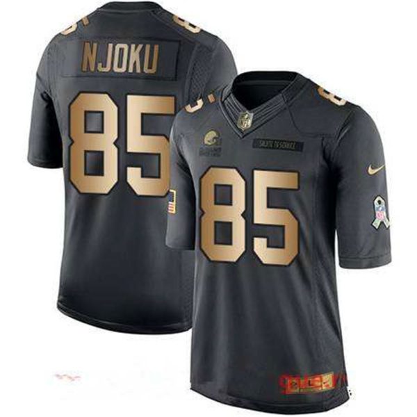 Cleveland Browns 85 David Njoku Anthracite Gold 2016 Salute To Service Stitched NFL Nike Limited Jersey 1