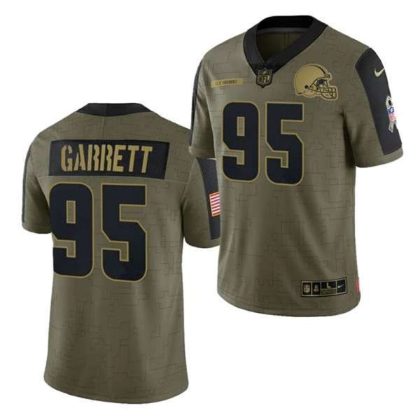 Cleveland Browns 95 Myles Garrett 2021 Olive Salute To Service Limited Stitched Jersey 1
