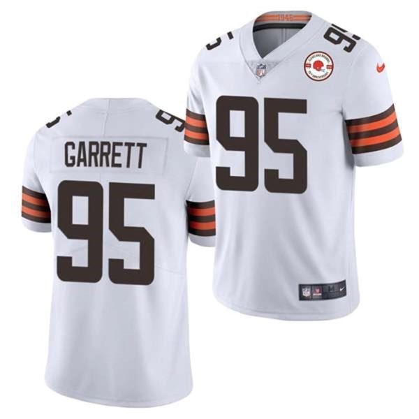 Cleveland Browns 95 Myles Garrett 2021 White 75th Anniversary Patch Vapor Untouchable Limited Stitched NFL Jersey 1
