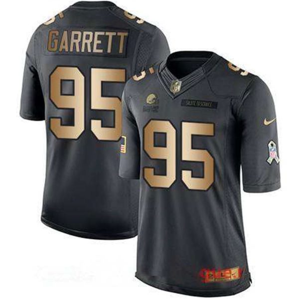 Cleveland Browns 95 Myles Garrett Anthracite Gold 2016 Salute To Service Stitched NFL Nike Limited Jersey 1