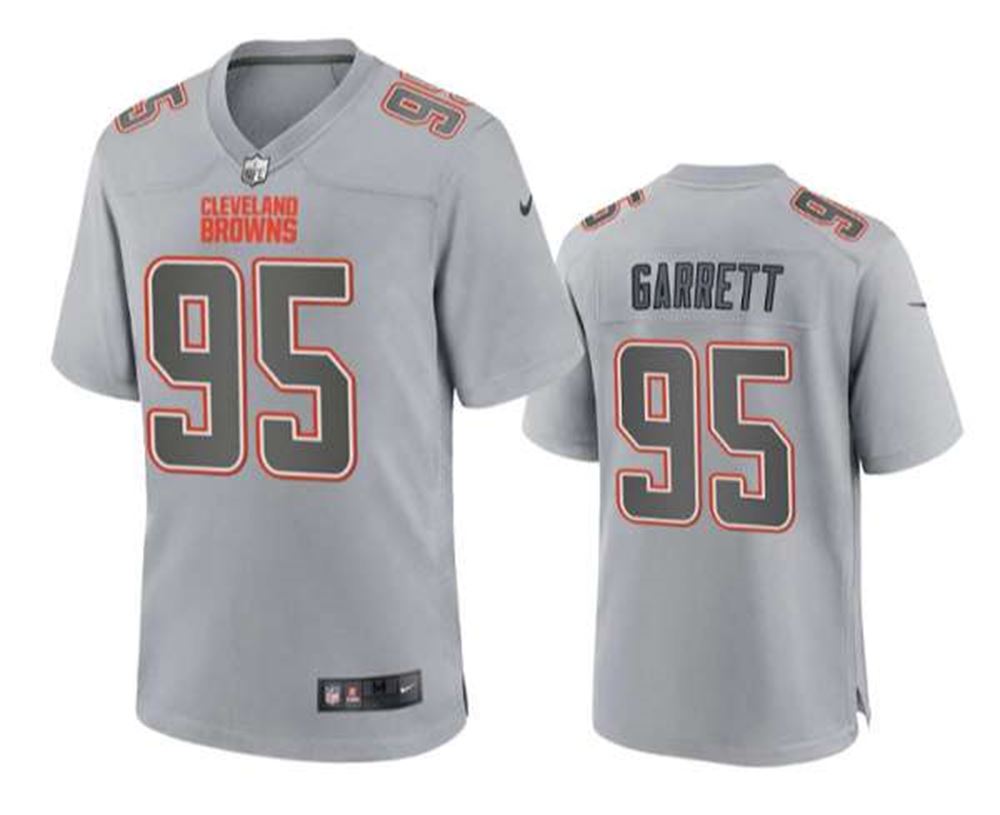 Cleveland Browns #95 Myles Garrett Gray Atmosphere Fashion Stitched Game Jersey