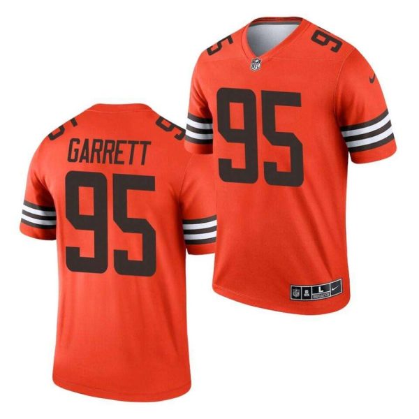 Cleveland Browns 95 Myles Garrett Orange 2021 Inverted Legend Jersey 1