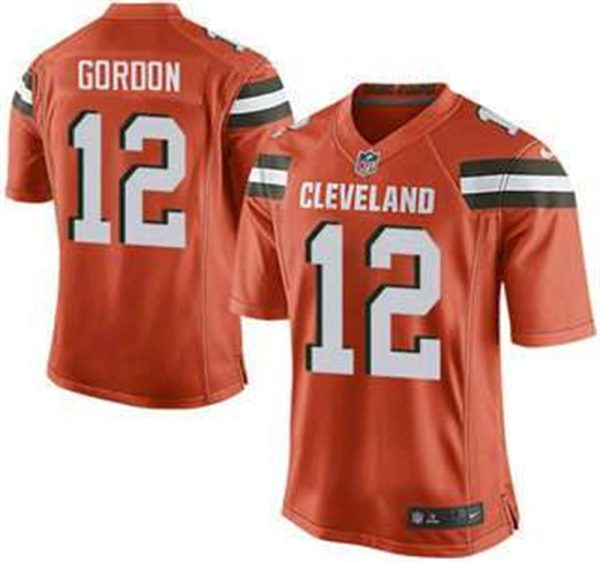 Cleveland Browns Brown 12 Josh Gordon Orange Alternate 2015 NFL Nike Elite Jersey 1