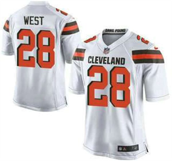 Cleveland Browns Brown 28 Terrance West White Road 2015 NFL Nike Elite Jersey 1