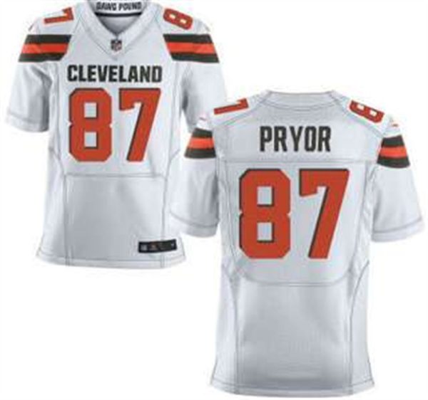 Cleveland Browns Brown 87 Terrelle Pryor White Road 2015 NFL Nike Elite Jersey 1