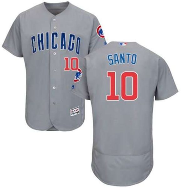 Cubs 10 Ron Santo Grey Flexbase Authentic Collection Road Stitched MLB Jersey