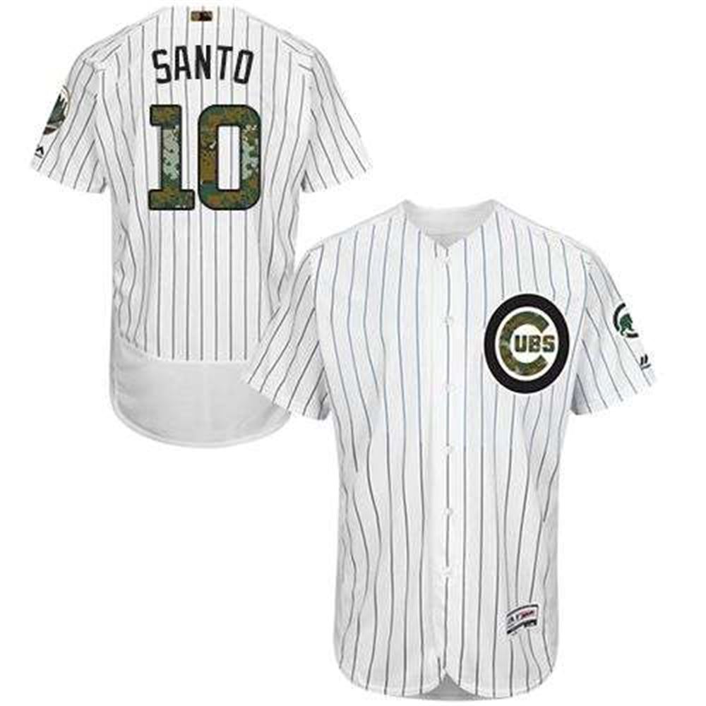 Cubs #10 Ron Santo White(Blue Strip) Flexbase Authentic Collection 2016 Memorial Day Stitched MLB Jersey