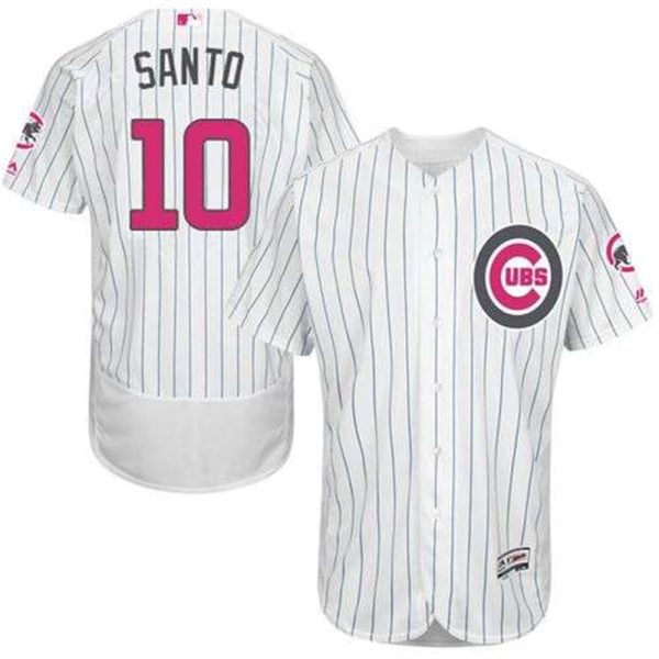 Cubs 10 Ron Santo WhiteBlue Strip Flexbase Authentic Collection 2016 Mothers Day Stitched MLB Jersey