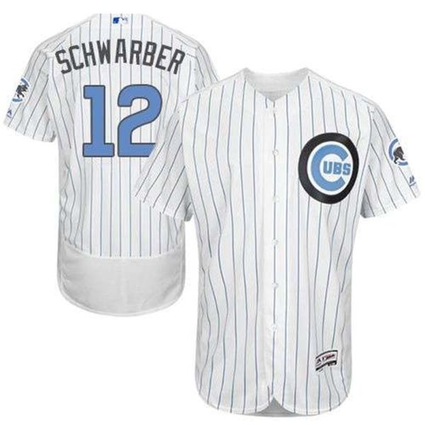 Cubs 12 Kyle Schwarber WhiteBlue Strip Flexbase Authentic Collection 2016 Fathers Day Stitched MLB Jersey
