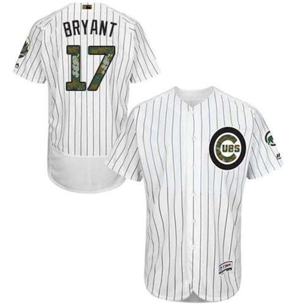 Cubs 17 Kris Bryant WhiteBlue Strip Flexbase Authentic Collection 2016 Memorial Day Stitched MLB Jersey