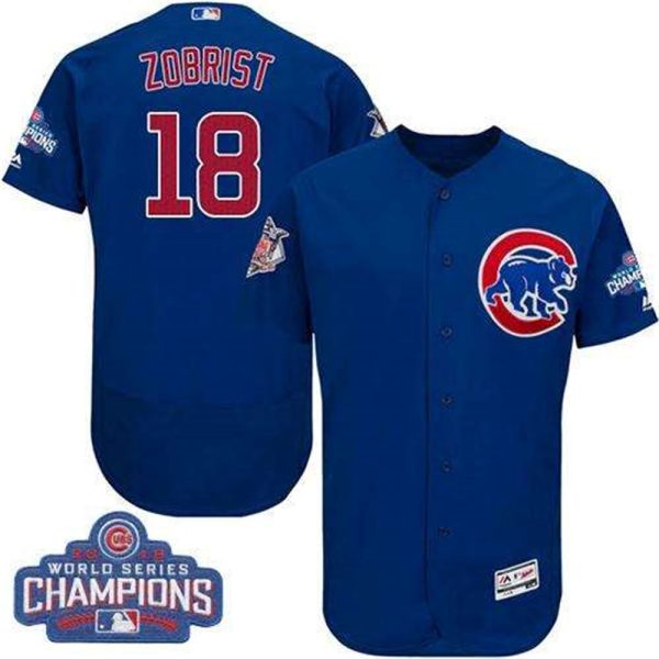 Cubs 18 Ben Zobrist Blue Flexbase Authentic Collection 2016 World Series Champions Stitched MLB Jersey