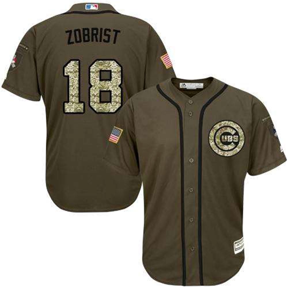 Cubs #18 Ben Zobrist Green Salute To Service Stitched MLB Jersey