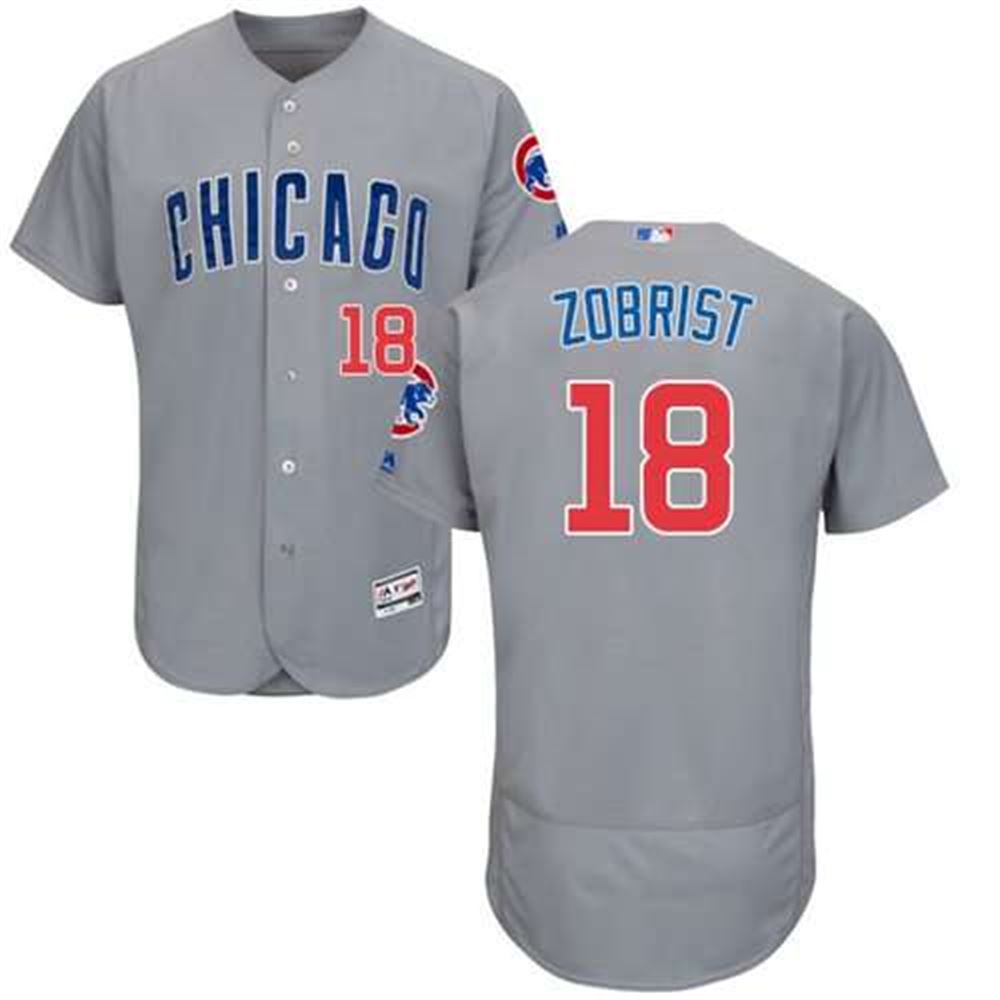 Cubs #18 Ben Zobrist Grey Flexbase Authentic Collection Road Stitched MLB Jersey