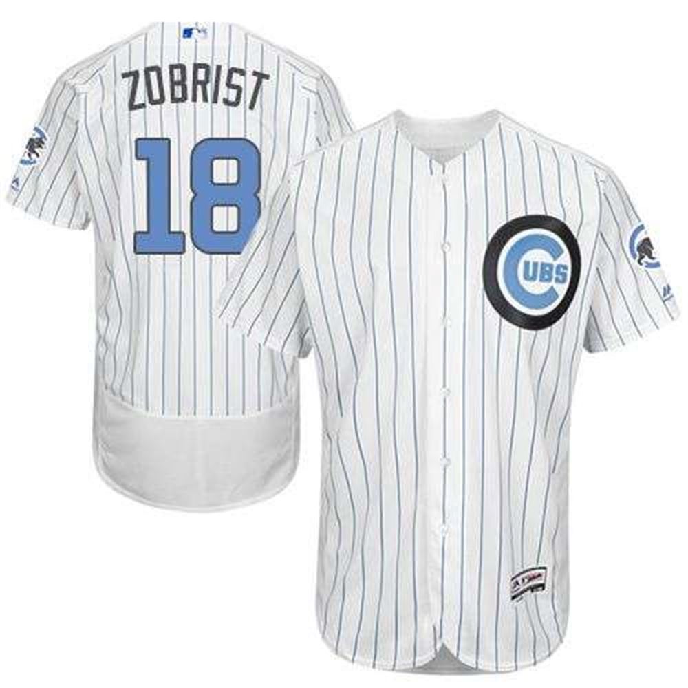Cubs #18 Ben Zobrist White(Blue Strip) Flexbase Authentic Collection 2016 Father's Day Stitched MLB Jersey