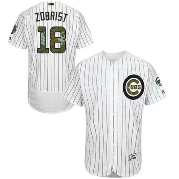 Cubs 18 Ben Zobrist WhiteBlue Strip Flexbase Authentic Collection 2016 Memorial Day Stitched MLB Jersey