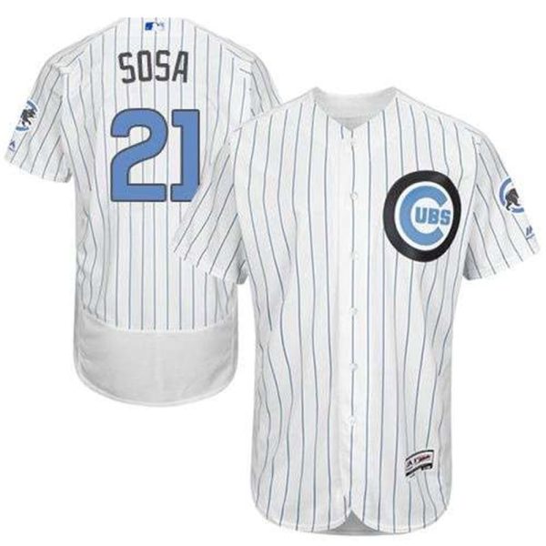 Cubs 21 Sammy Sosa WhiteBlue Strip Flexbase Authentic Collection 2016 Fathers Day Stitched MLB Jersey