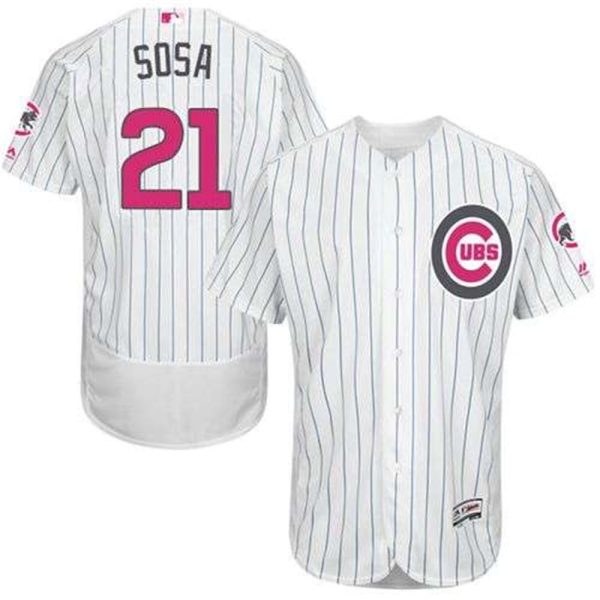 Cubs 21 Sammy Sosa WhiteBlue Strip Flexbase Authentic Collection 2016 Mothers Day Stitched MLB Jersey