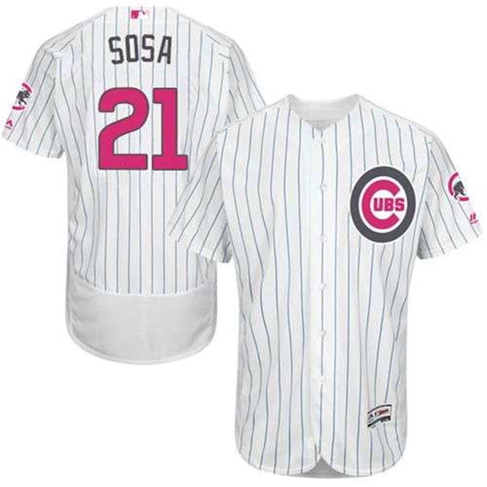 Cubs #21 Sammy Sosa White(Blue Strip) Flexbase Authentic Collection 2016 Mother's Day Stitched MLB Jersey