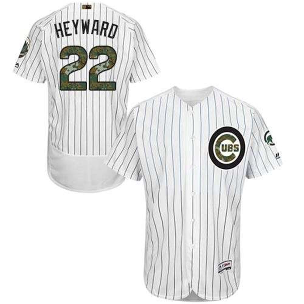 Cubs #22 Jason Heyward White(Blue Strip) Flexbase Authentic Collection 2016 Memorial Day Stitched MLB Jersey