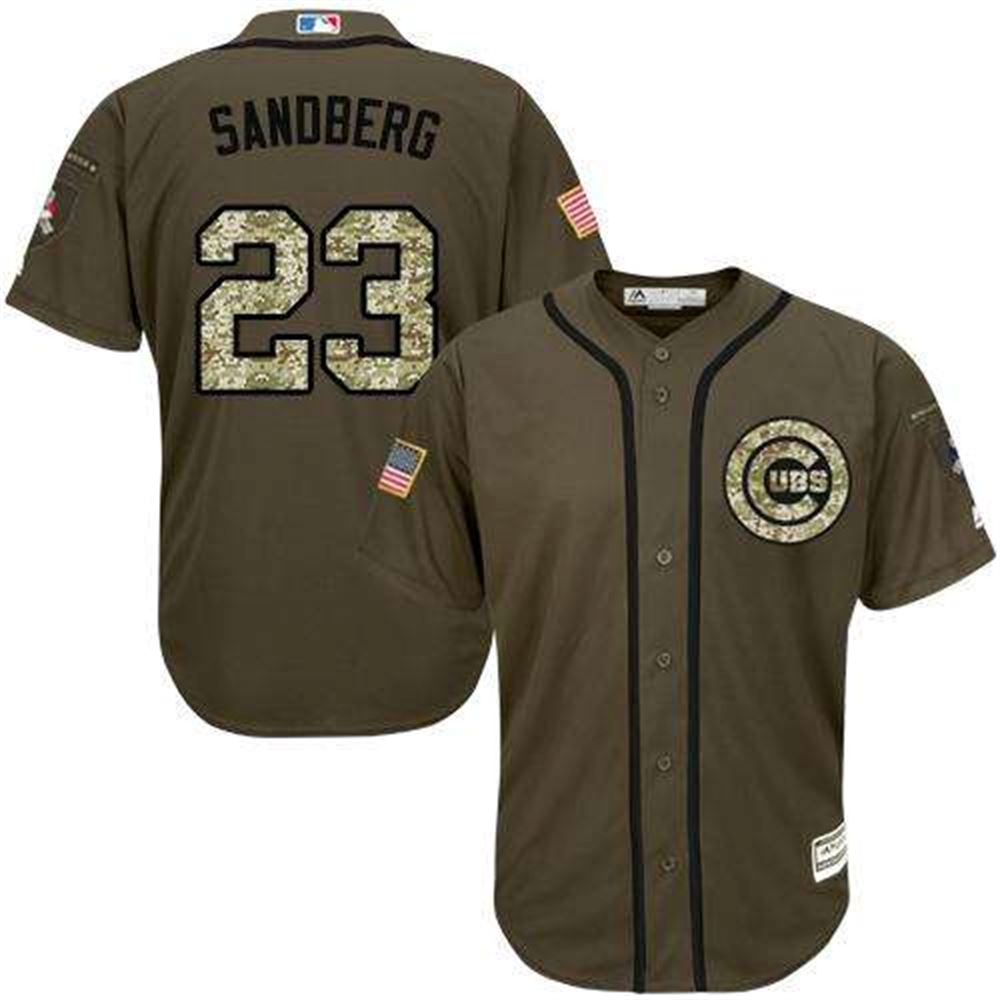 Cubs #23 Ryne Sandberg Green Salute To Service Stitched MLB Jersey