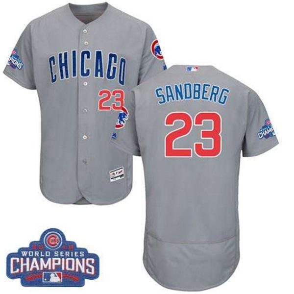 Cubs 23 Ryne Sandberg Grey Flexbase Authentic Collection Road 2016 World Series Champions Stitched MLB Jersey