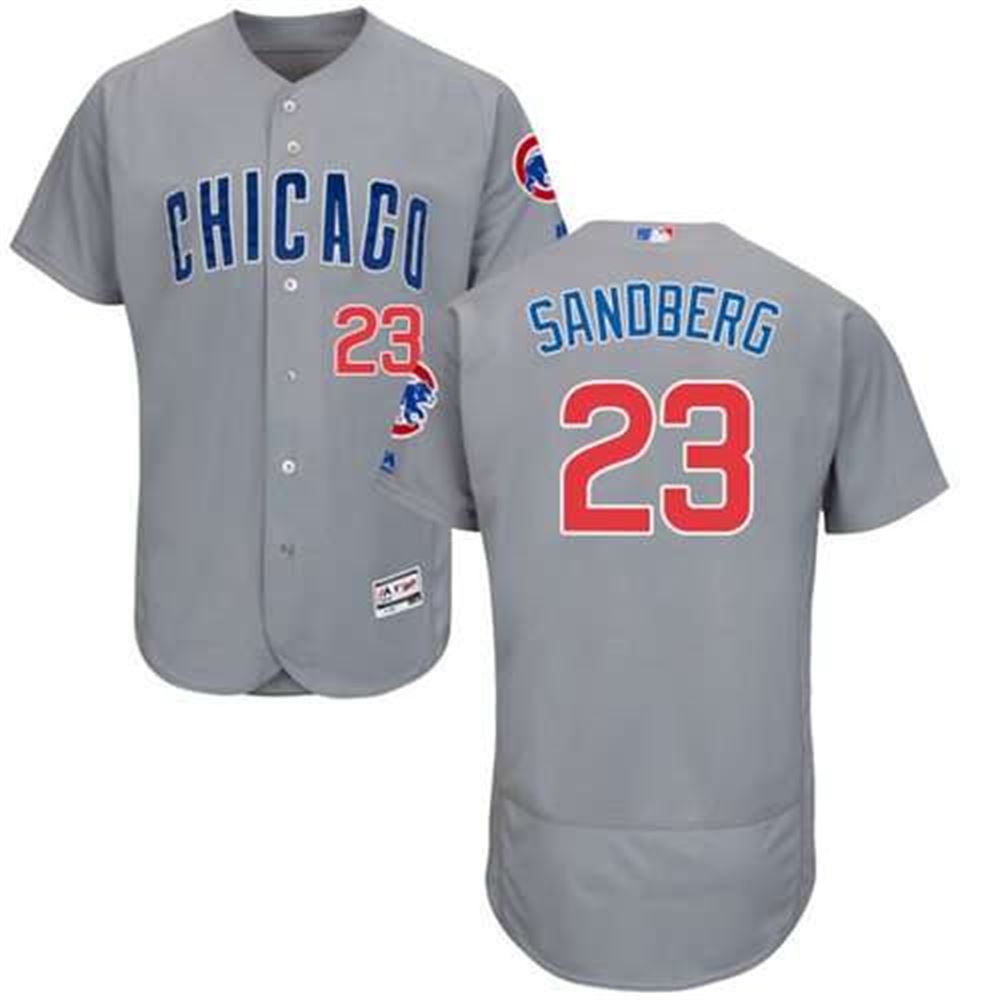 Cubs #23 Ryne Sandberg Grey Flexbase Authentic Collection Road Stitched MLB Jersey