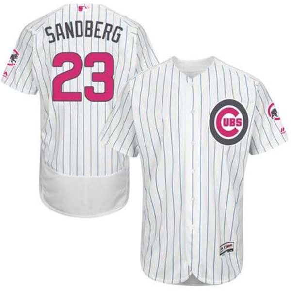 Cubs 23 Ryne Sandberg WhiteBlue Strip Flexbase Authentic Collection 2016 Mothers Day Stitched MLB Jersey