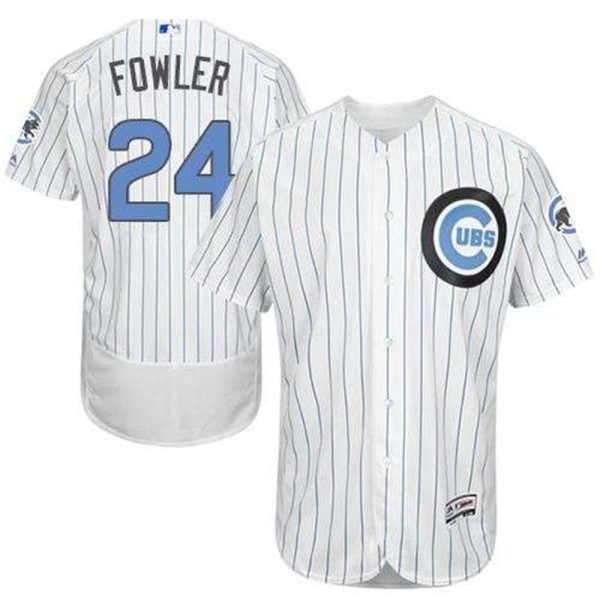 Cubs 24 Dexter Fowler WhiteBlue Strip Flexbase Authentic Collection 2016 Fathers Day Stitched MLB Jersey